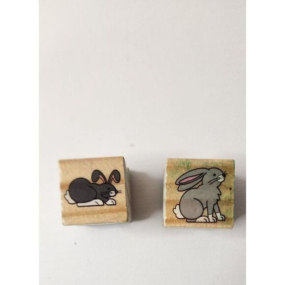 Set of 2 Rabbit Rubber Stamps for Crafting - Picture 3 of 3